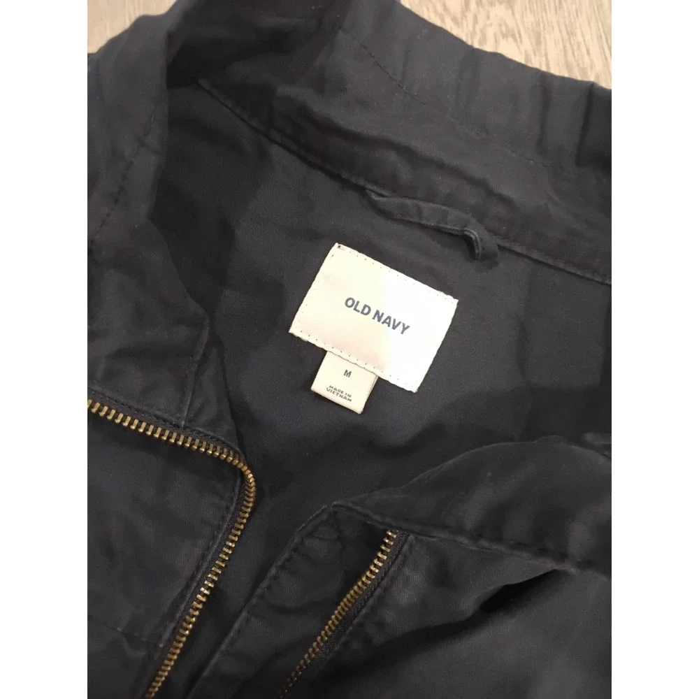 Old Navy Womens Navy Blue Utility Field Jacket Full Zip Drawstring Waist Medium